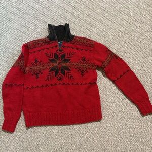 Ralph Lauren Polo Sport Vintage Snowflake Quarter Zip Sweater Size Medium